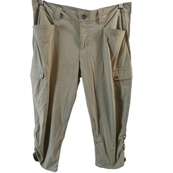 Eddie Bauer Women's Cropped Cargo 12 Pants Ruched Hem Hiking Camping - Picture 1 of 5